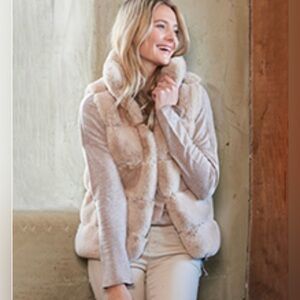 Charlie Paige Beige Faux Fur Vest